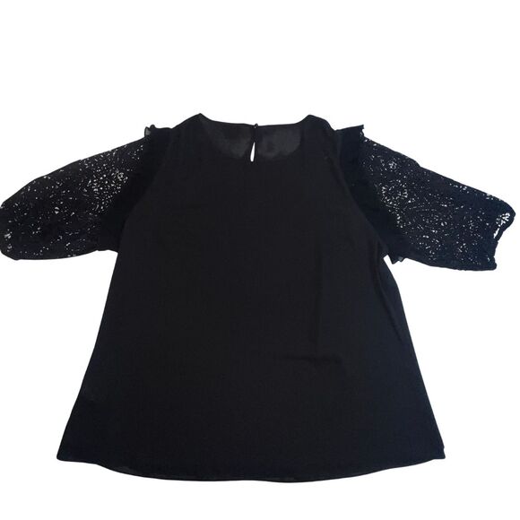 City Chic Blouse Womens 22 Black Boho Cottagecore Crochet Fairy Whimsy Goth Top - Picture 4 of 10